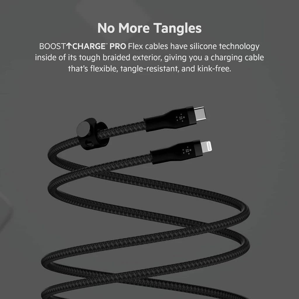 Belkin BoostCharge Pro Flex Braided USB-C to Lightning Cable - 3M - Black