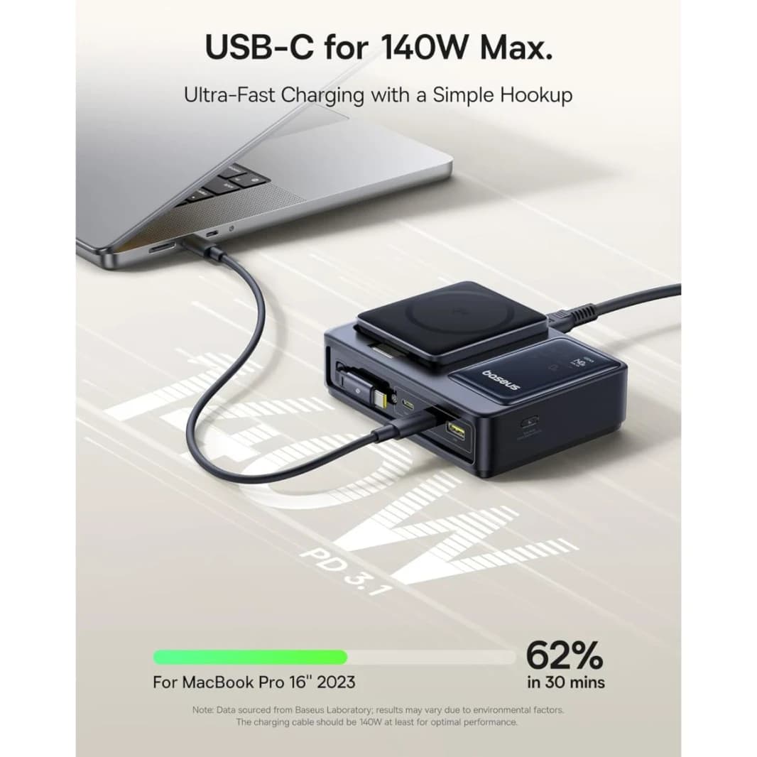 Baseus Nomos 5 In 1 Charging Station 140w, Qi2 Certified