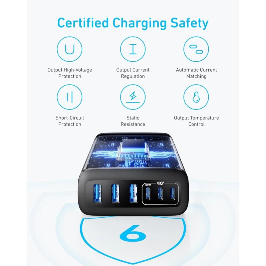 Anker Desktop Charger, Fast Charging USB C with 112W Max, 6 Port