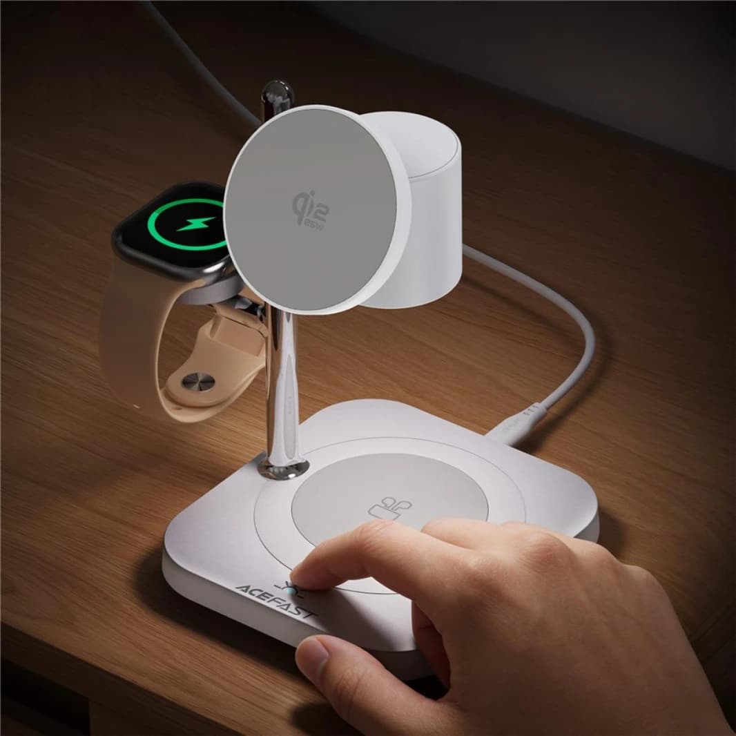 Acefast E39 4-In-1 Wireless Charging Station with Night Light - White