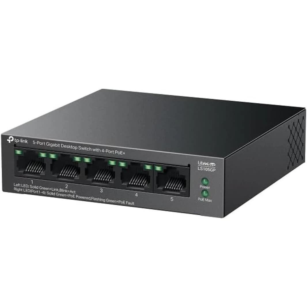 TP-Link LS105GP 5-Port Gigabit Desktop Switch with 4-Port PoE+