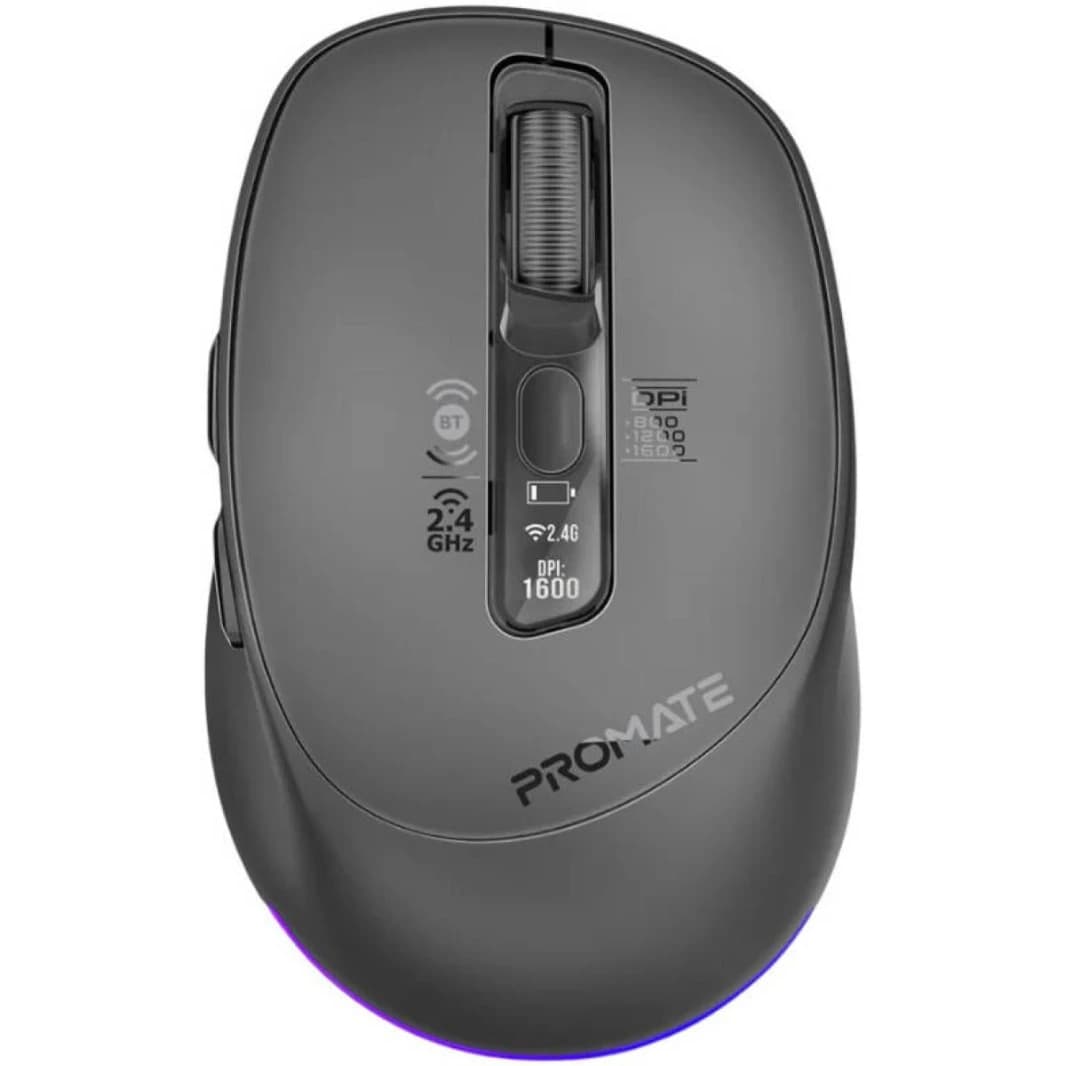 Promate Blix 3m Computer Mouse with OLED Display, RGB Lighting