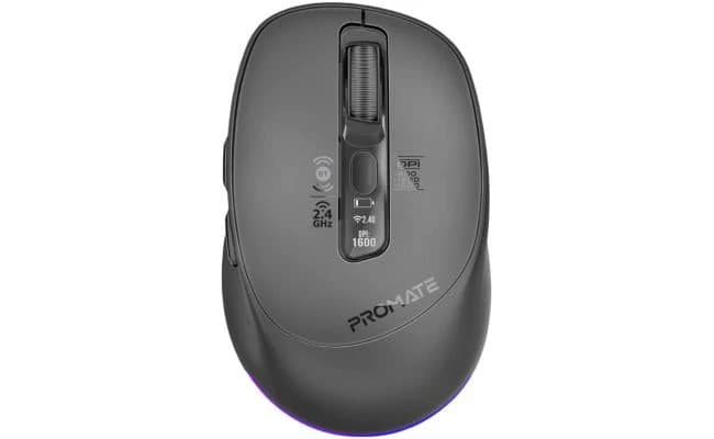Promate Blix 3m Computer Mouse with OLED Display, RGB Lighting