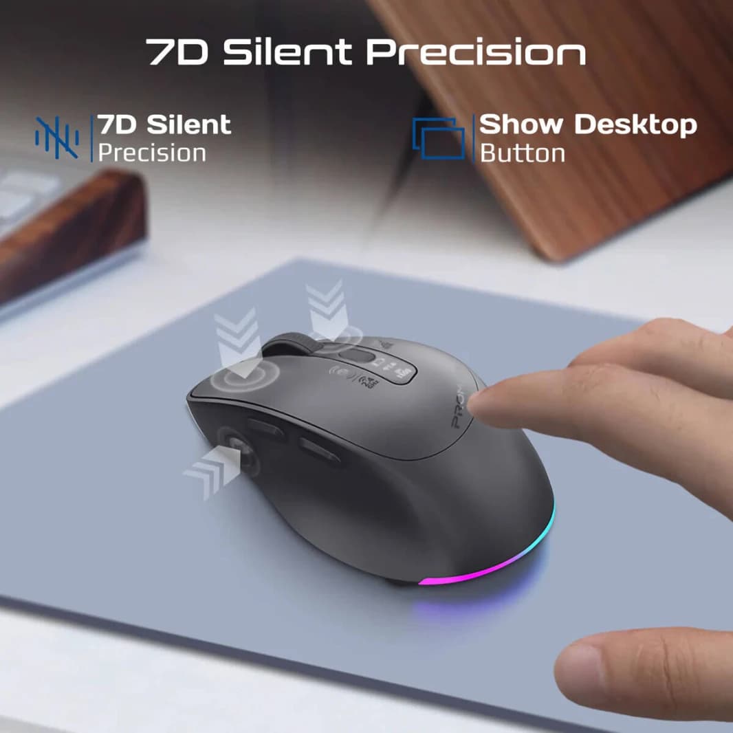 Promate Blix 3m Computer Mouse with OLED Display, RGB Lighting