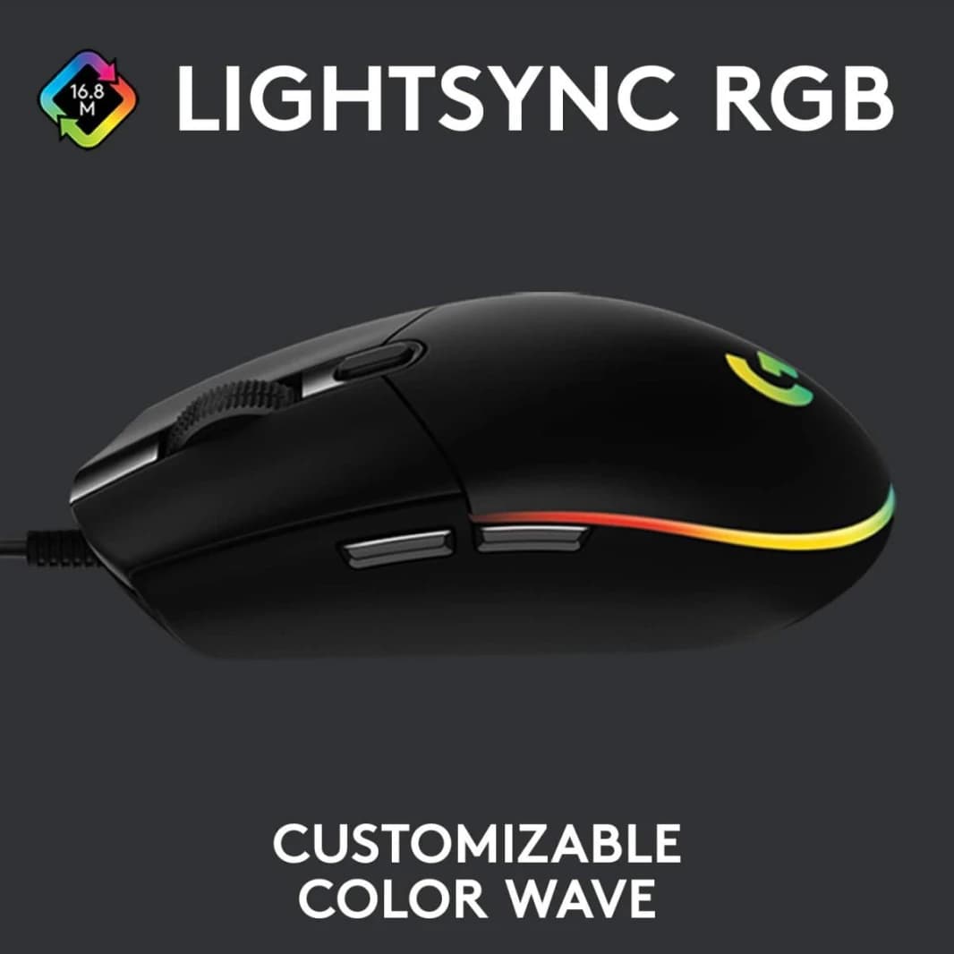 Logitech G203 Wired Gaming Mouse with RGB and Programmable Buttons