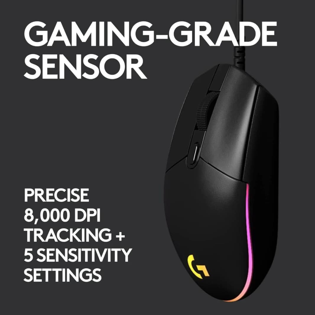 Logitech G203 Wired Gaming Mouse with RGB and Programmable Buttons