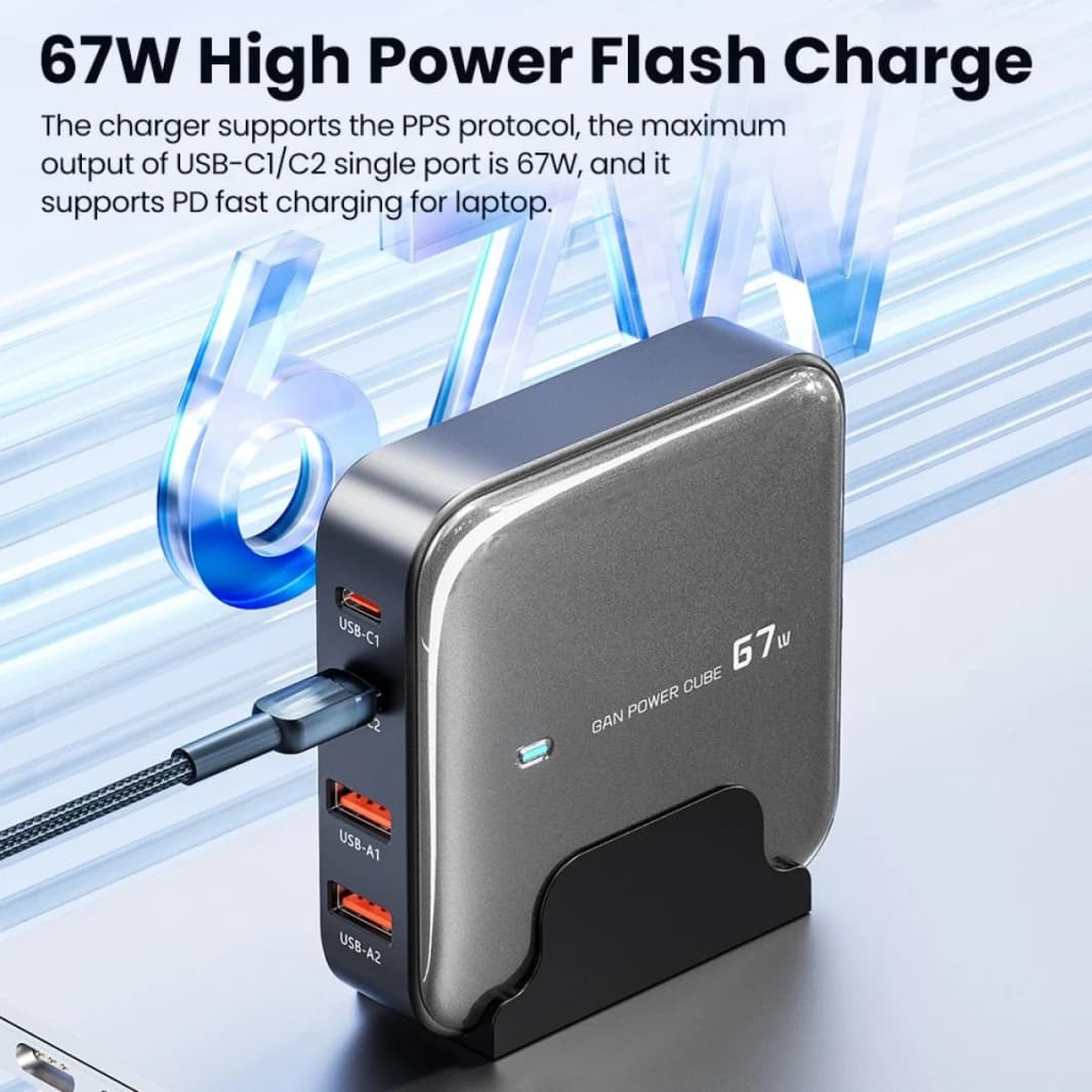 Toocki 67w 4 Port USB PD Charger with Fast Charging