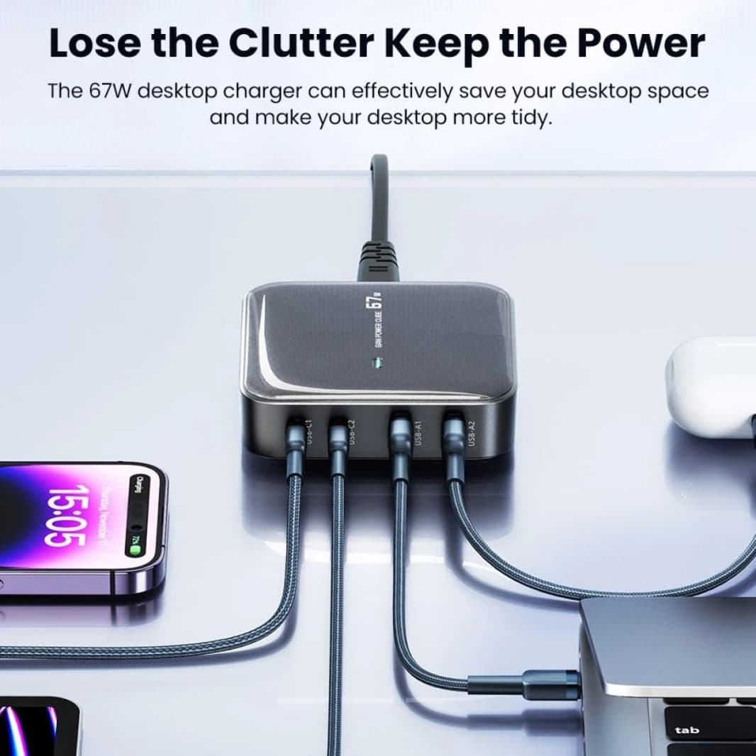 Toocki 67w 4 Port USB PD Charger with Fast Charging