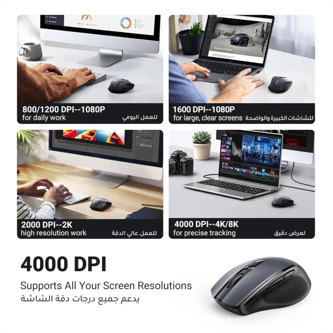 Ugreen Wireless Mouse, 2.4G + Bluetooth