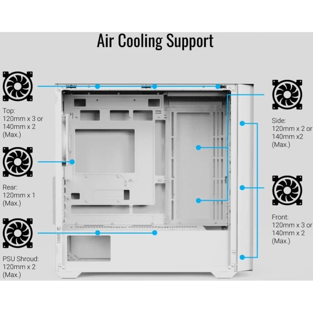 AeroCool D302A White ARGB mATX Mini Tower Gaming Case