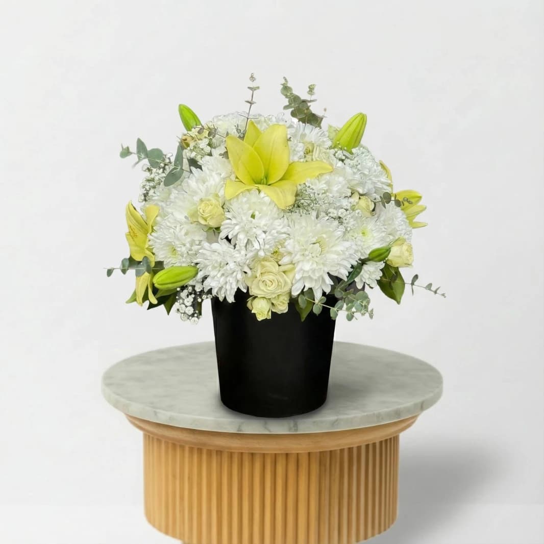Graceful White & Yellow Lily Arrangement