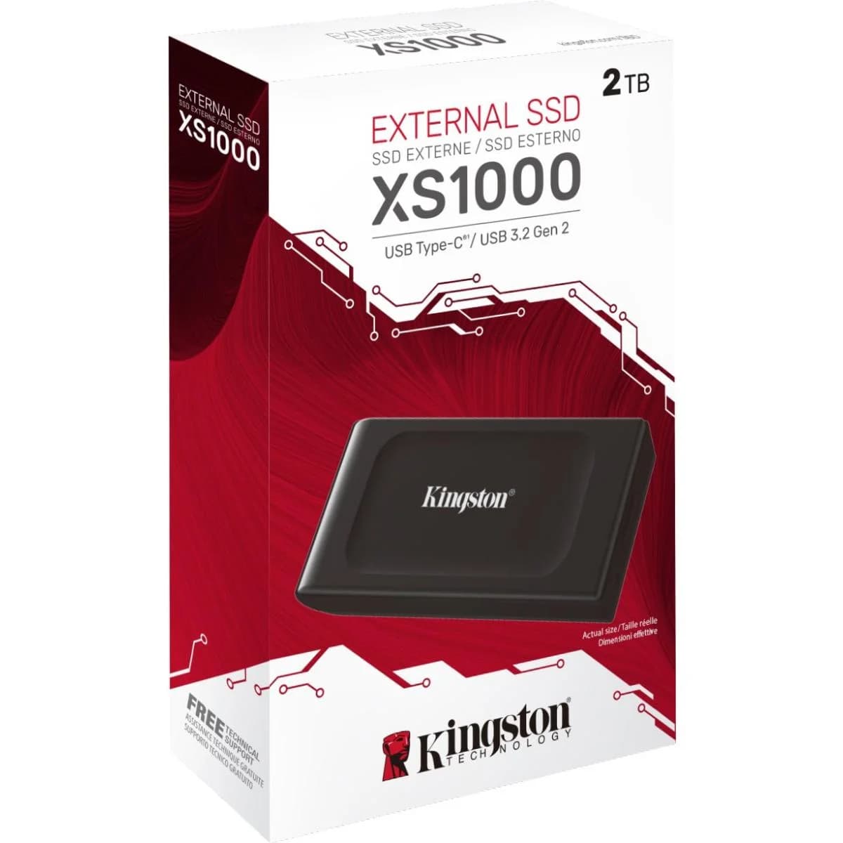 Kingston XS1000 2TB External SSD with USB-C to USB-A