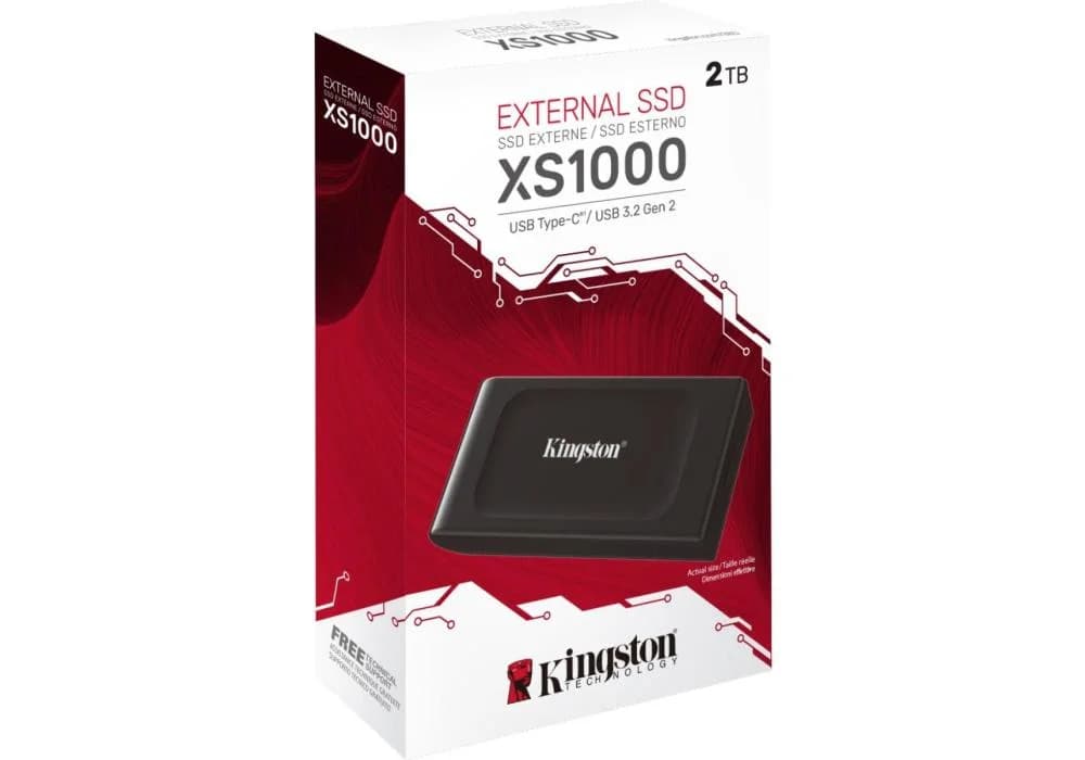 Kingston XS1000 2TB External SSD with USB-C to USB-A