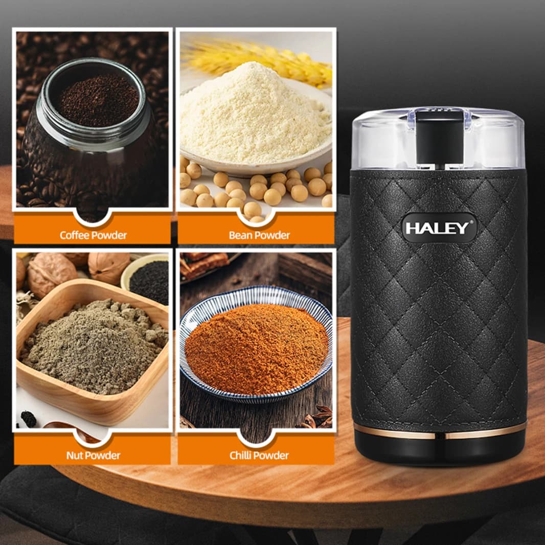 Portable Electric Coffee Grinder with Stainless Steel Blades by HALEY