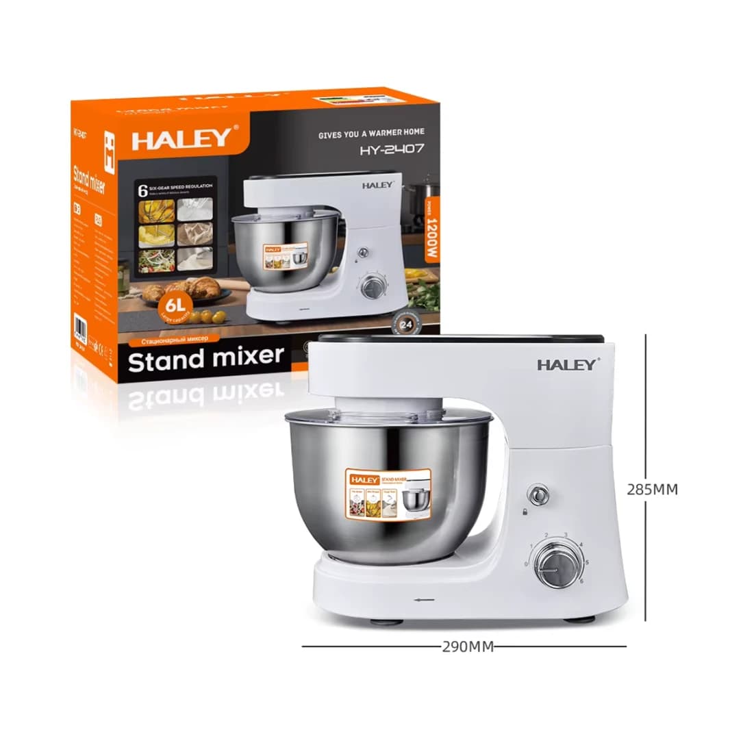 Electric Mixer 6L Stainless Steel 1200W by HALEY