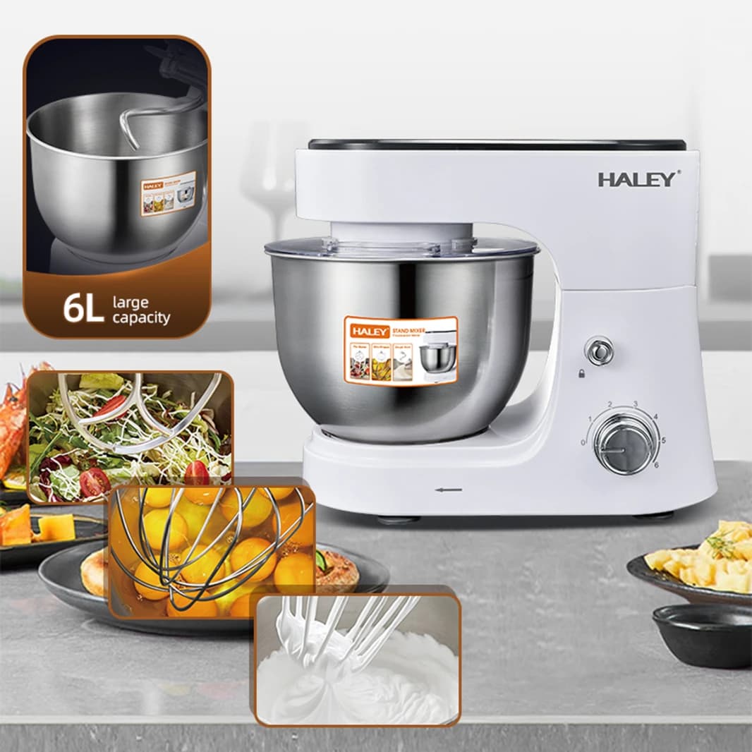 Electric Mixer 6L Stainless Steel 1200W by HALEY
