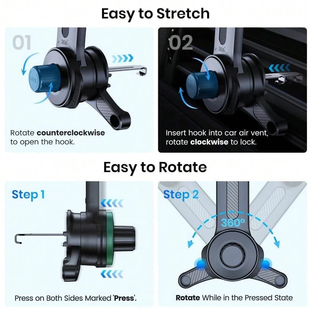 TOPK Auto-Locking 360° Rotating Car Phone Holder