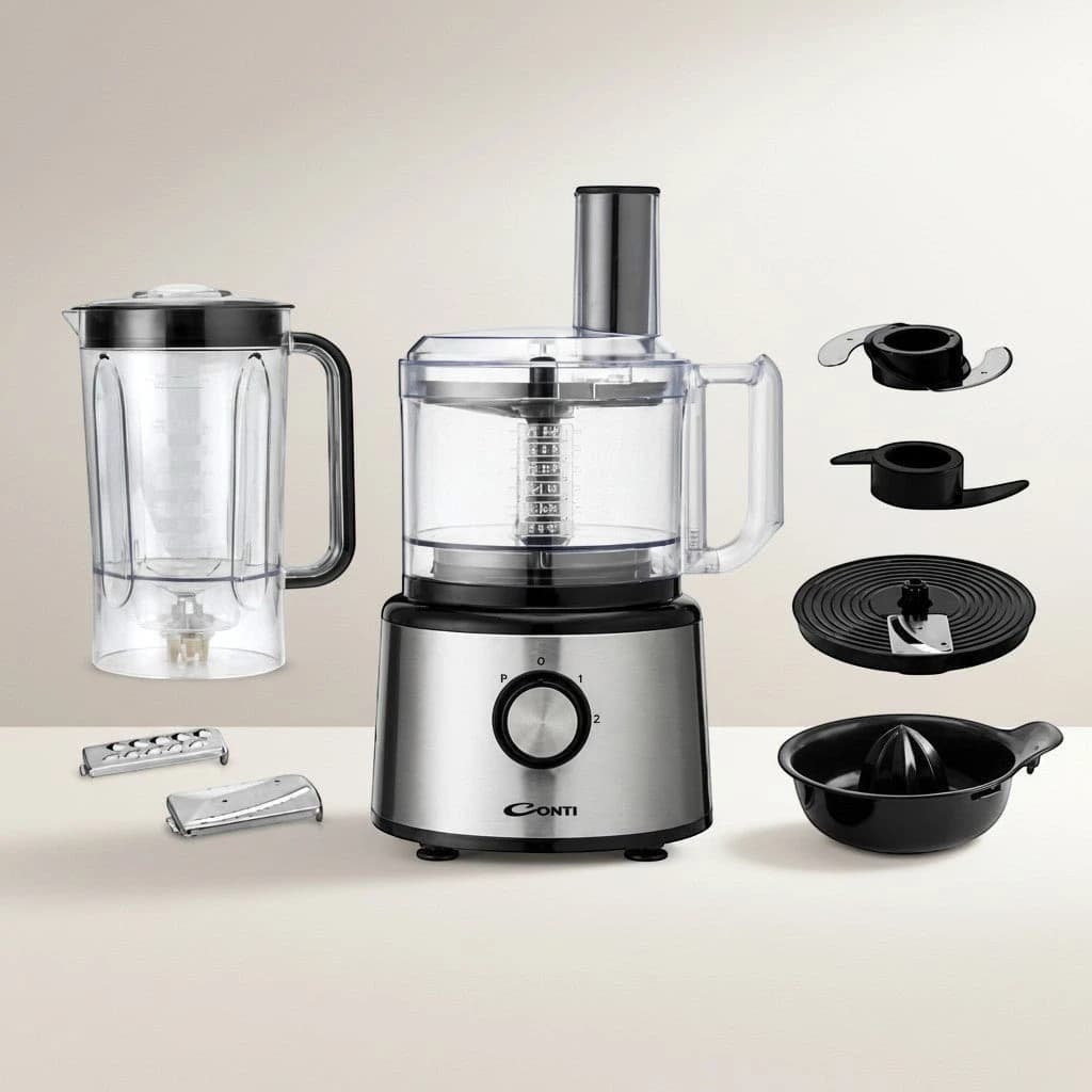 CONTI Food Processor FP 75001 BS – 19 Functions, 750W, 6 Accessories