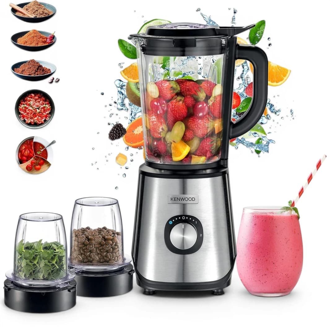 Kenwood Glass Blender 1000W 2L with 2 Mills BLM45.720SS