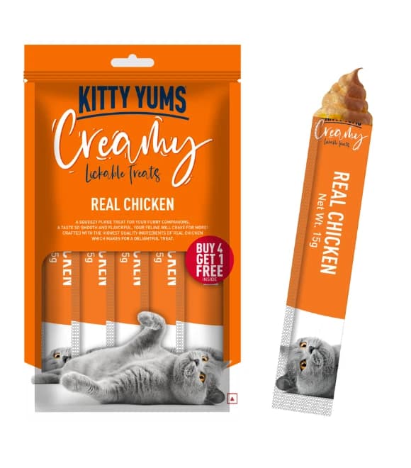 Kitty Yums Creamy Treats - Real Chicken 5 Sticks
