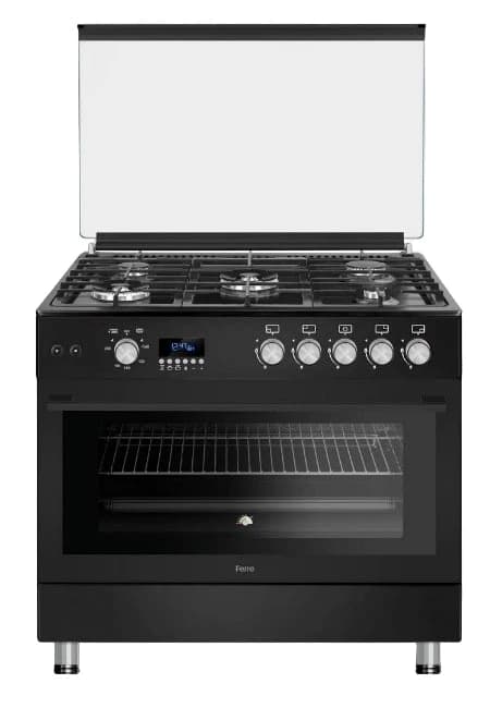 Ferre Gas Oven with Full Safety, Digital Timer, Dual-Fan, Black