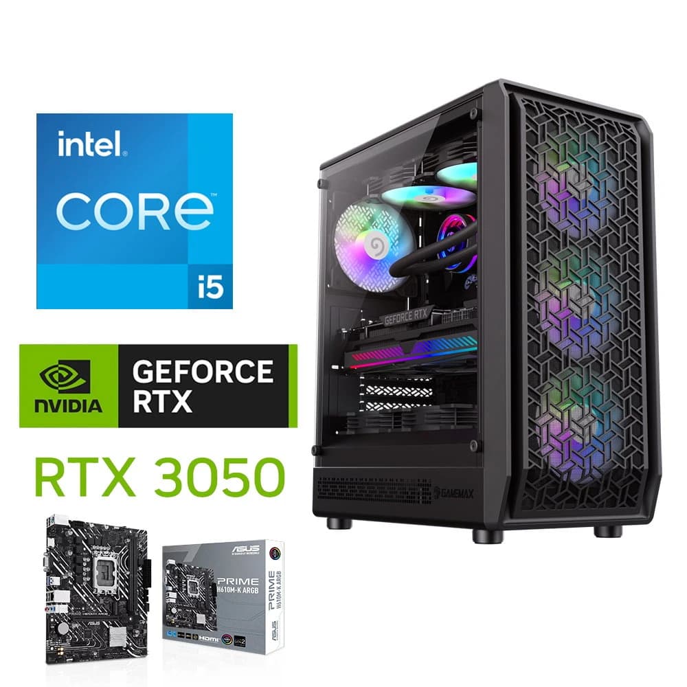 Gaming PC Intel Core i5-12400F // RTX 3050 6GB GDDR6 OC // 16GB RAM DDR4 - Custom Build