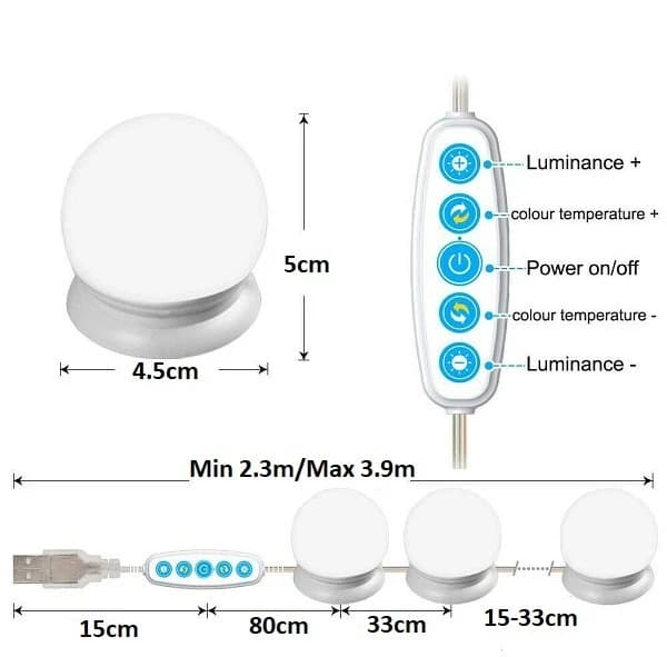 Adjustable LED Mirror Light with 10 Bulbs