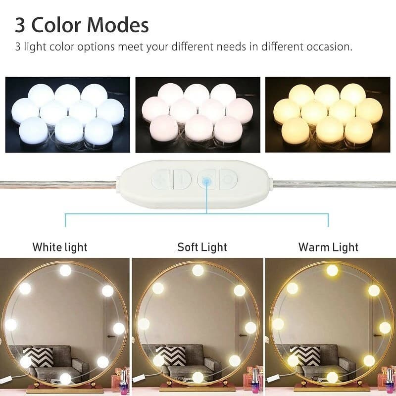 Adjustable LED Mirror Light with 10 Bulbs
