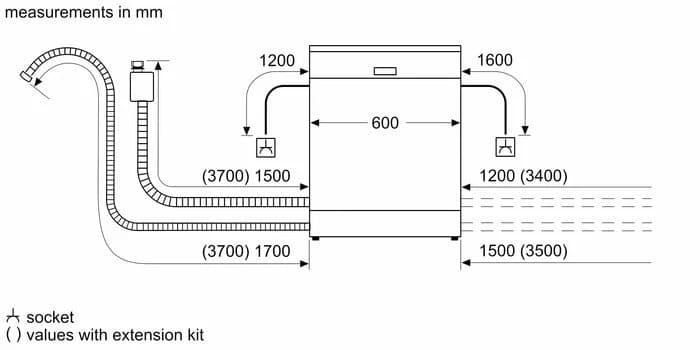 Bosch Dishwasher 6 Programs, 3 Sprays, 3 Racks, 14 Sets - Brushed Stainless Steel (SMS46NI20V) Series 4