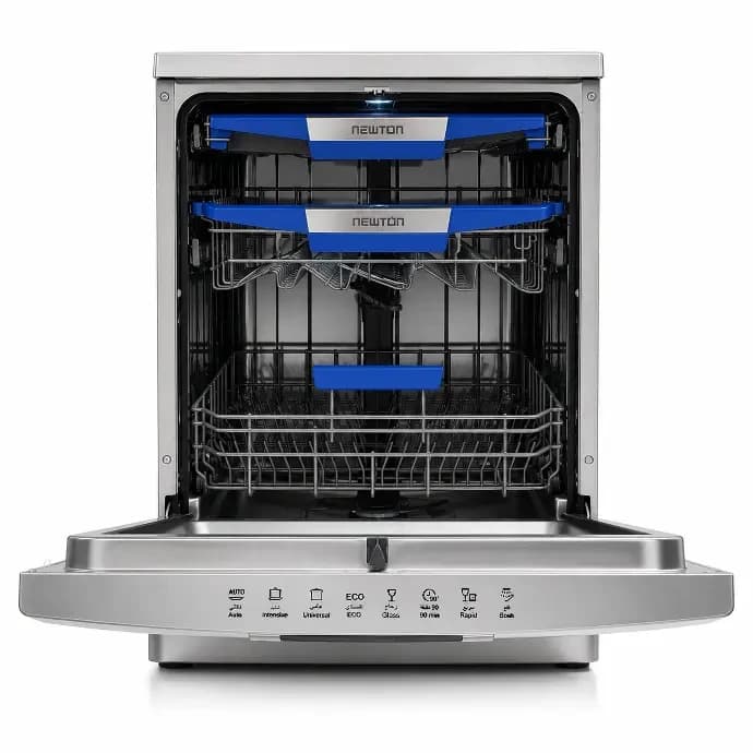 Newton Vortex 9 Program 3 Basket Dishwasher - A+++ Stainless Steel