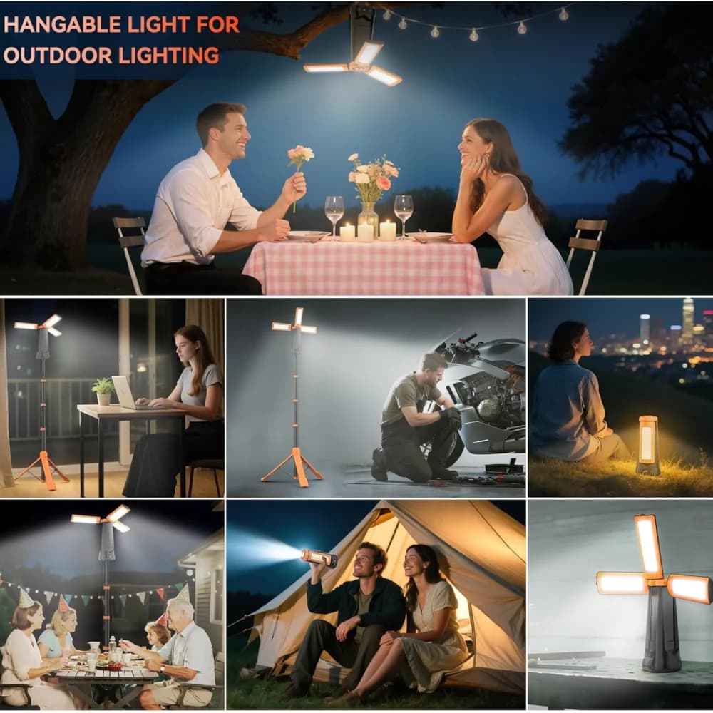 Phoetox Portable LED Camping Lantern – Rechargeable Magnetic Work Light