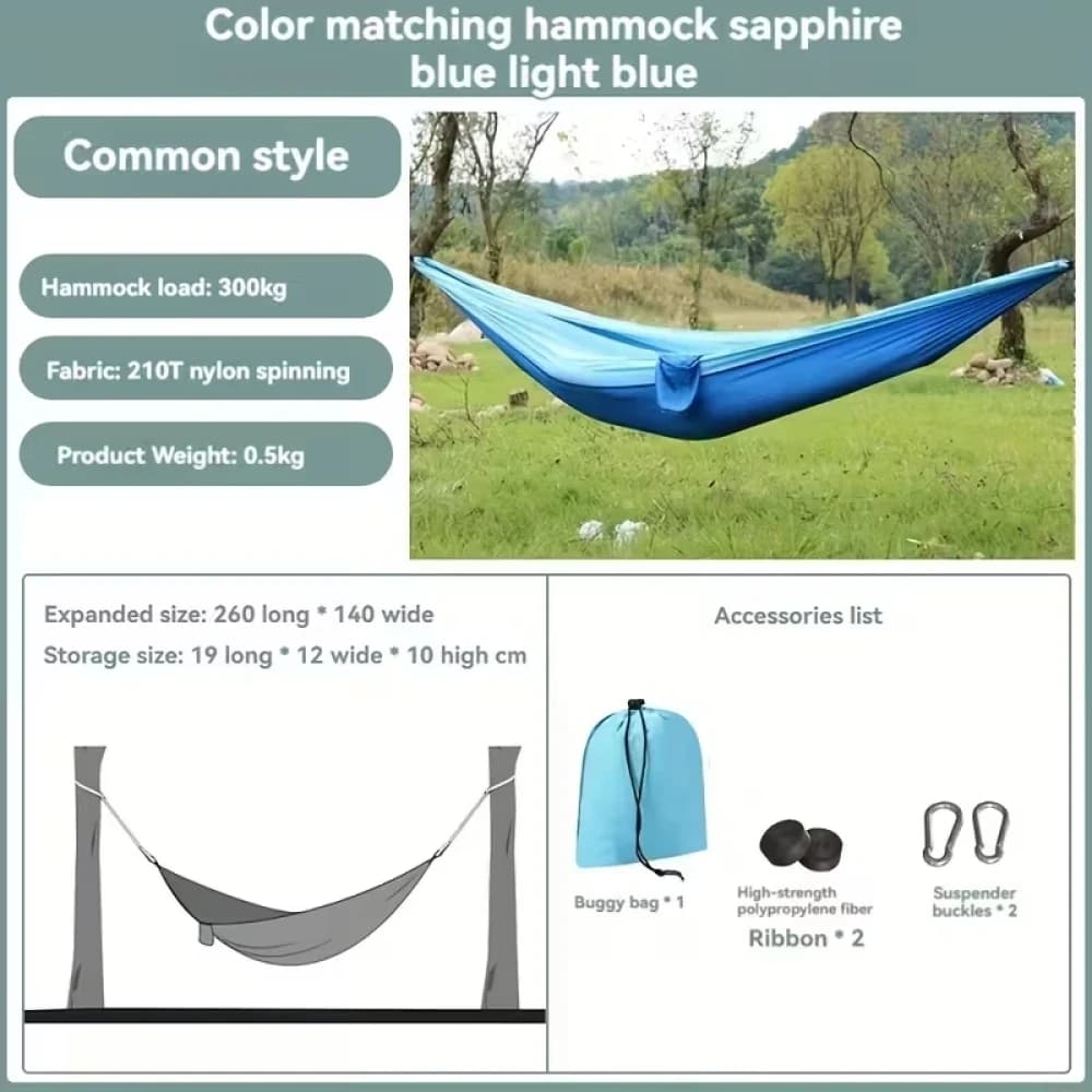 Portable Camping Hammock with Tree Straps & Carabiners