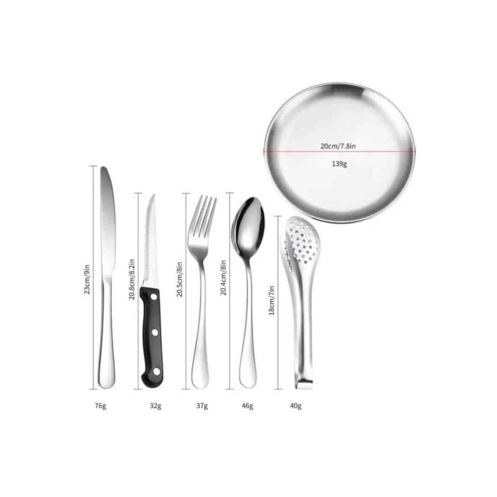 Silverware Flatware Cutlery Set, 20-piece Outdoor Camping Stainless Steel Cutlery