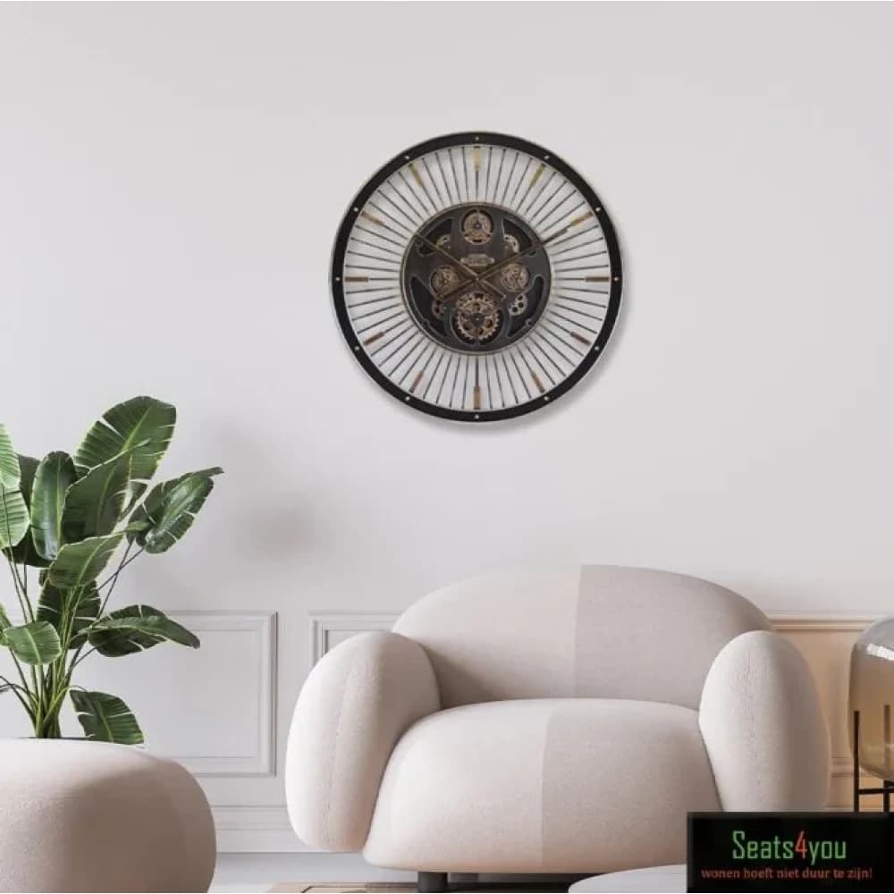 Home Esprit Wall Clock Black Gold Iron 80 x 8.5 x 80 cm