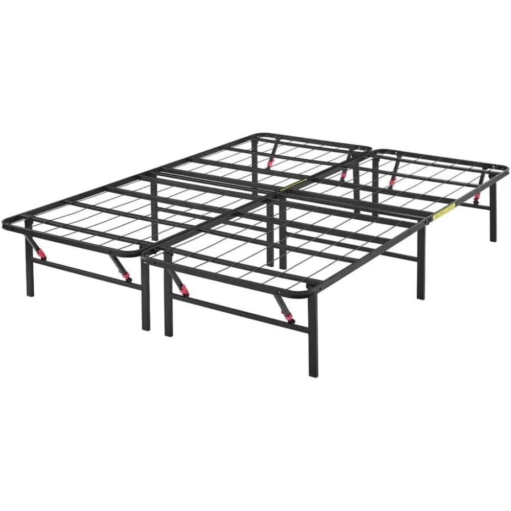 Amazon Basics Foldable Metal Bed Frame with Storage, Full Size, Black