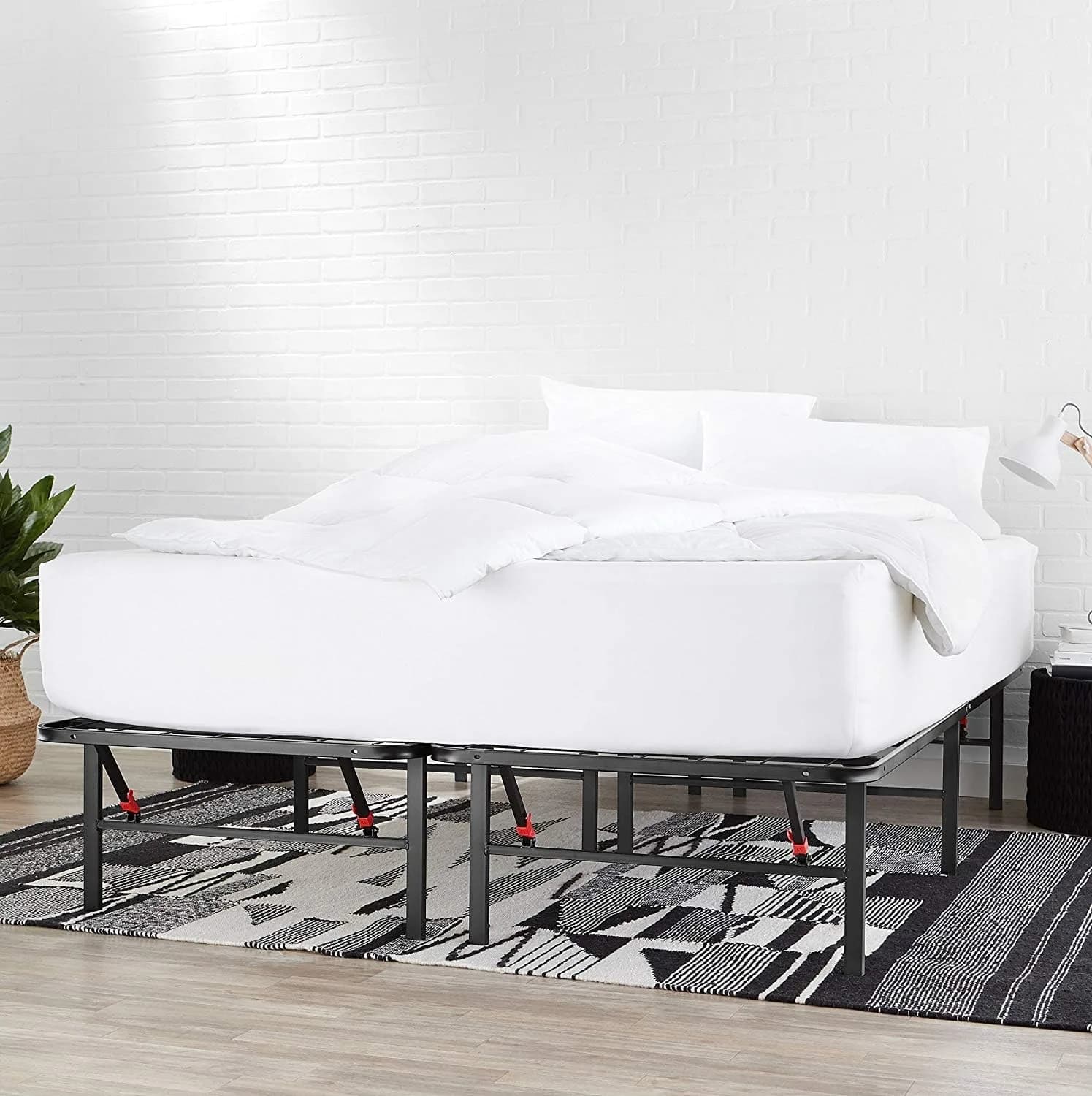 Amazon Basics Foldable Metal Bed Frame with Storage, Full Size, Black