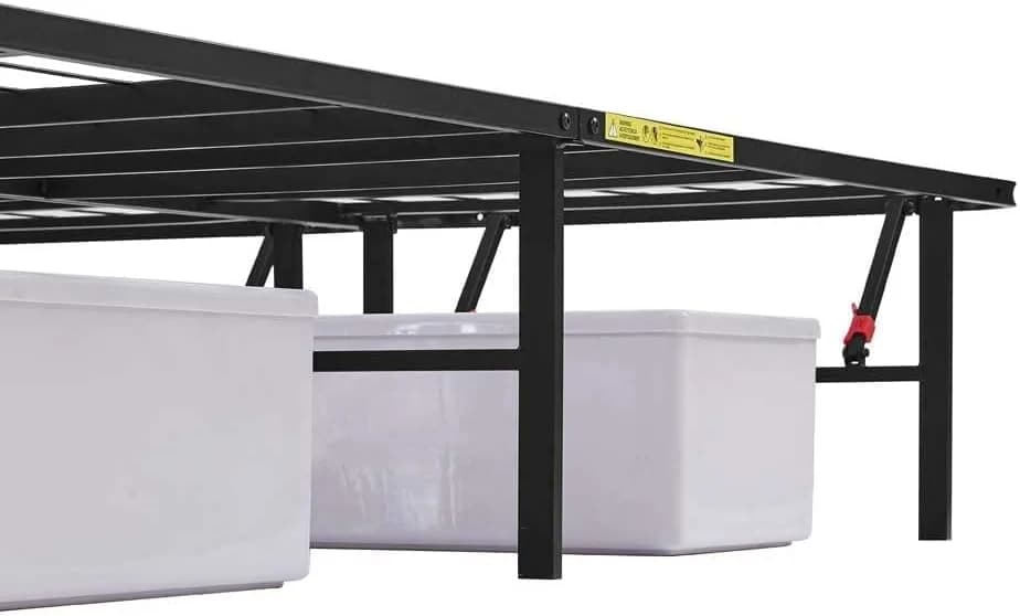 Amazon Basics Foldable Metal Bed Frame with Storage, Full Size, Black