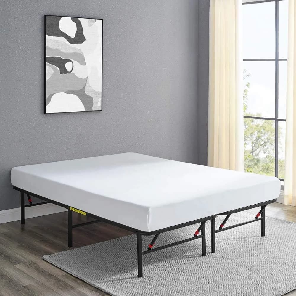 Amazon Basics Foldable Metal Bed Frame with Storage, Full Size, Black