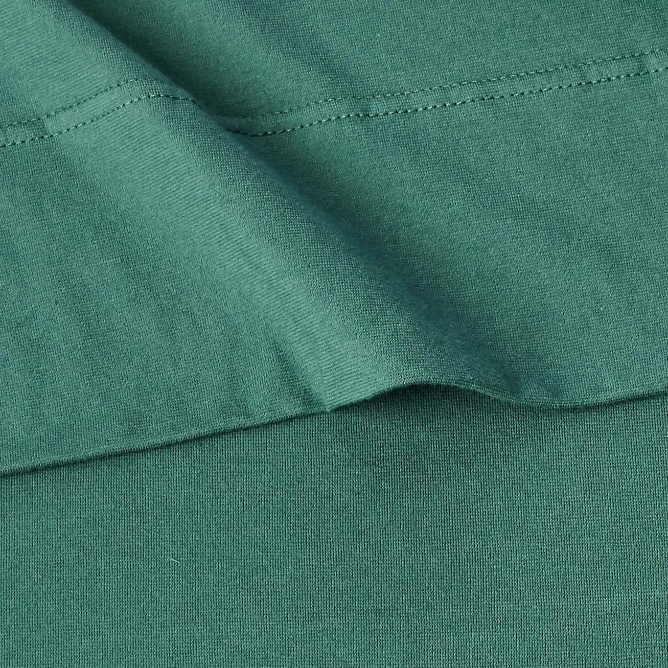 Amazon Basics Dark Green Cotton Jersey Bed Sheet Set, Full Size