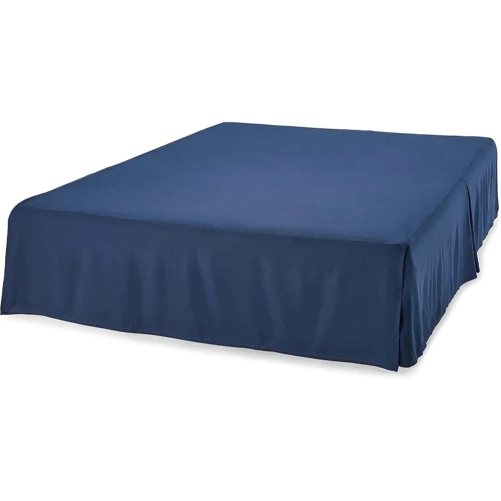 Amazon Basics Lightweight Pleated Bed Skirt, Full, Navy Blue