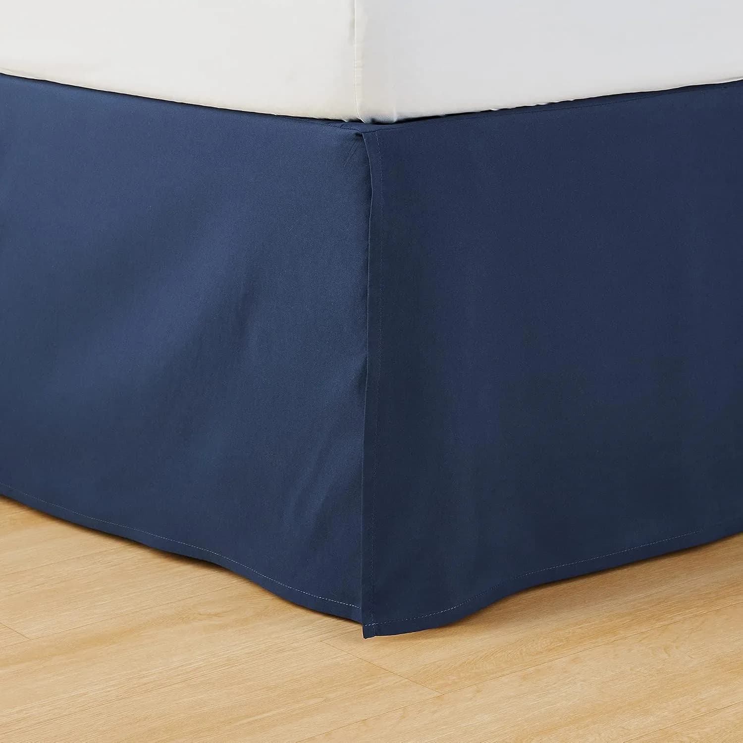 Amazon Basics Lightweight Pleated Bed Skirt, Full, Navy Blue