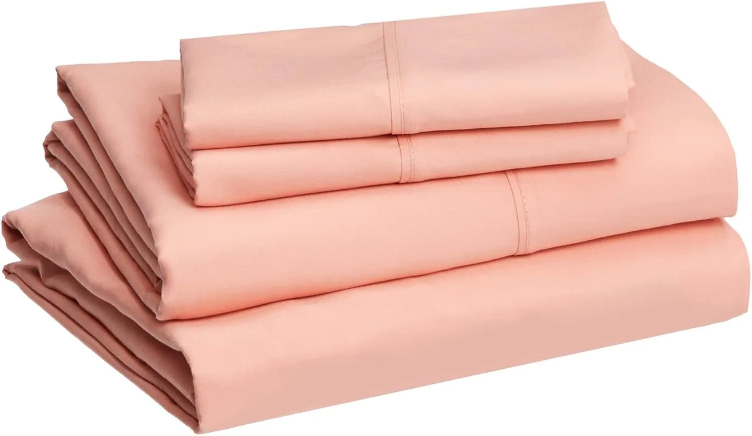 Amazon Basics Lightweight Microfiber 4-Piece Bed Sheet Set, King, Peachy Coral