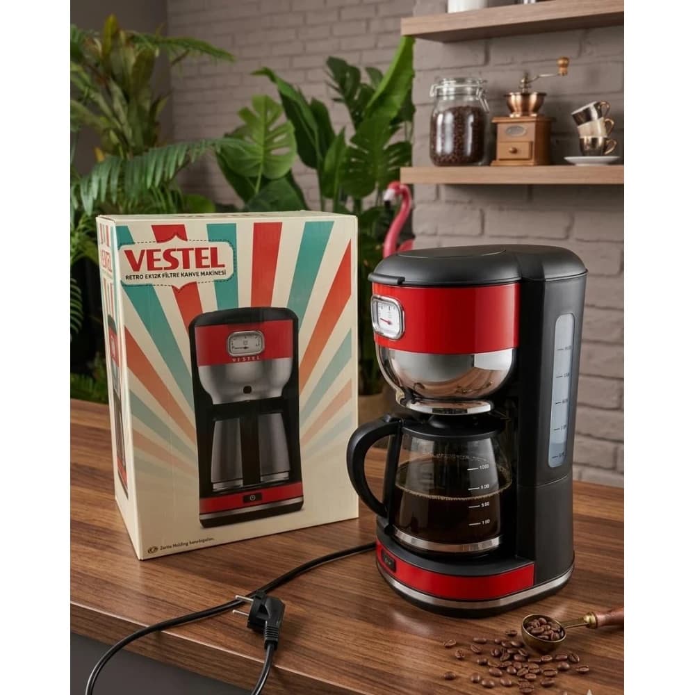 Vestel Retro EK12K Filter Coffee Machine – Red