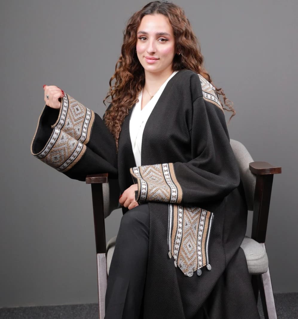 Beige Black – Bisht With Coins
