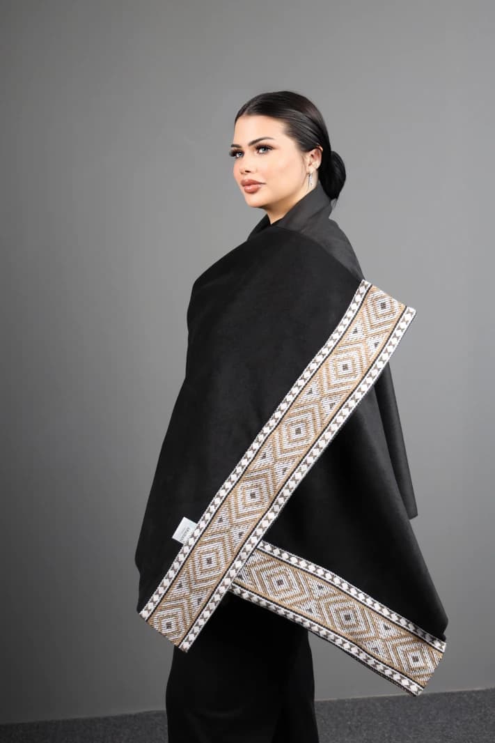 Black with Beige Touch Shawl