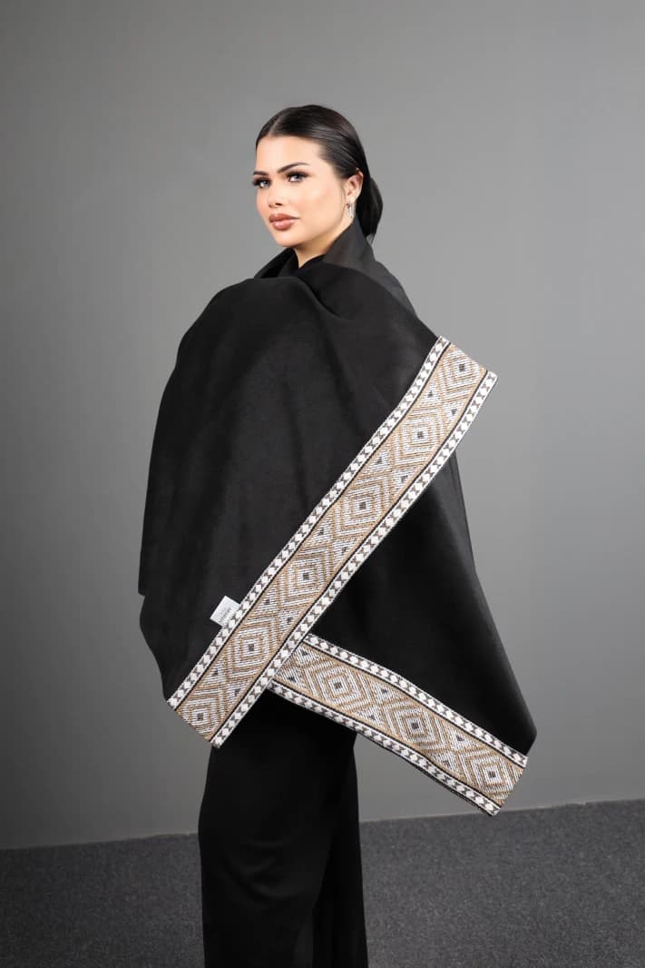 Black with Beige Touch Shawl