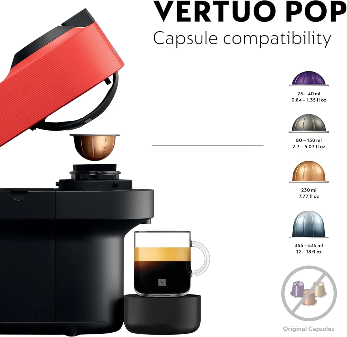 Nespresso Vertuo Pop Coffee Machine - Spicy Red