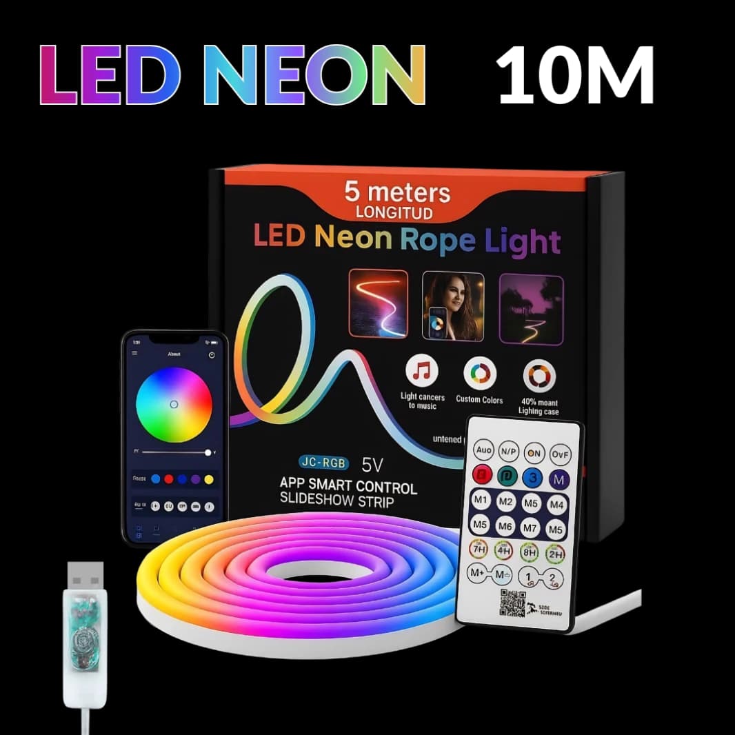 10M RGB-IC Neon LED Strip Light – Dynamic Lighting with App & Remote