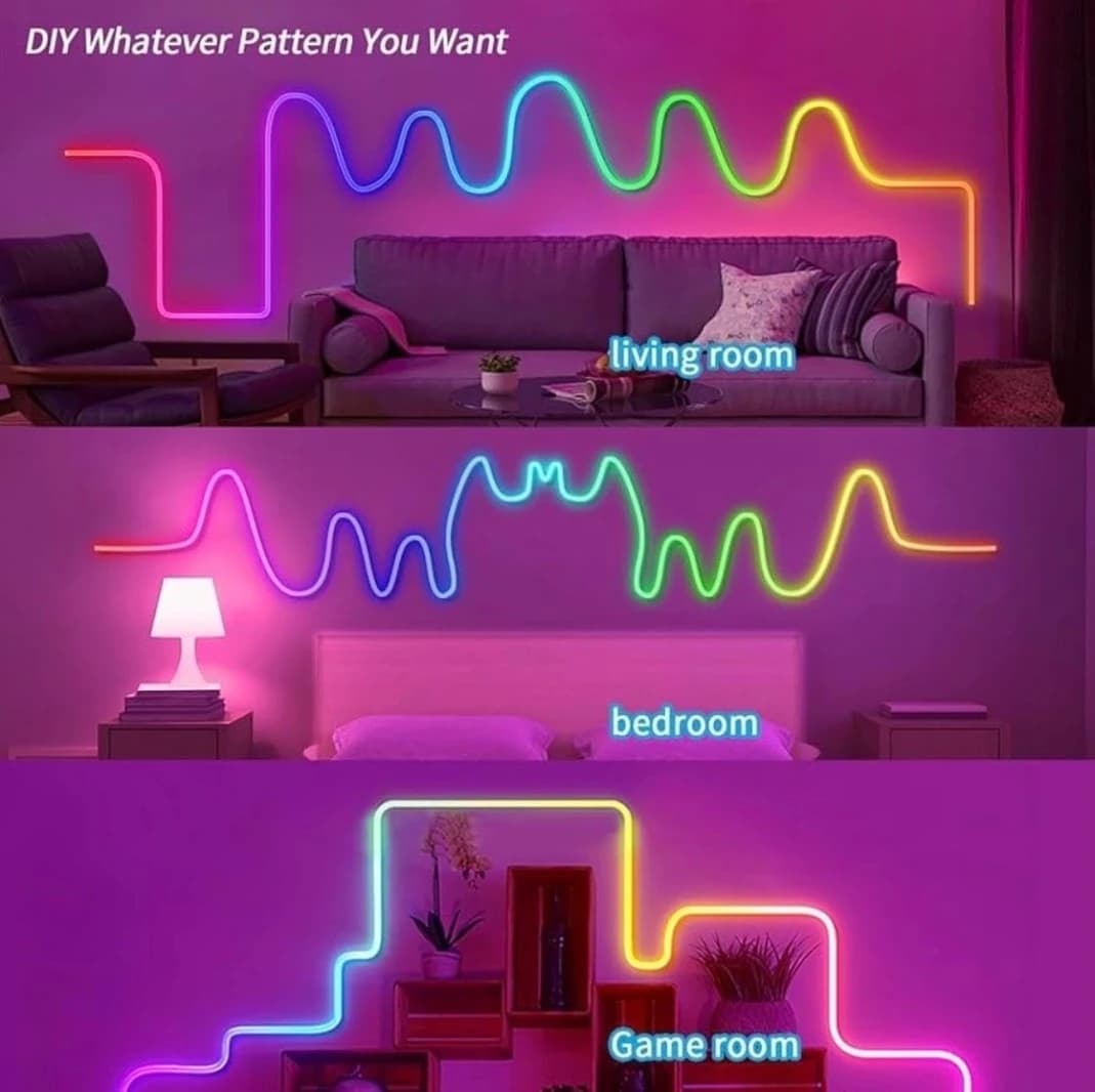 10M RGB-IC Neon LED Strip Light – Dynamic Lighting with App & Remote