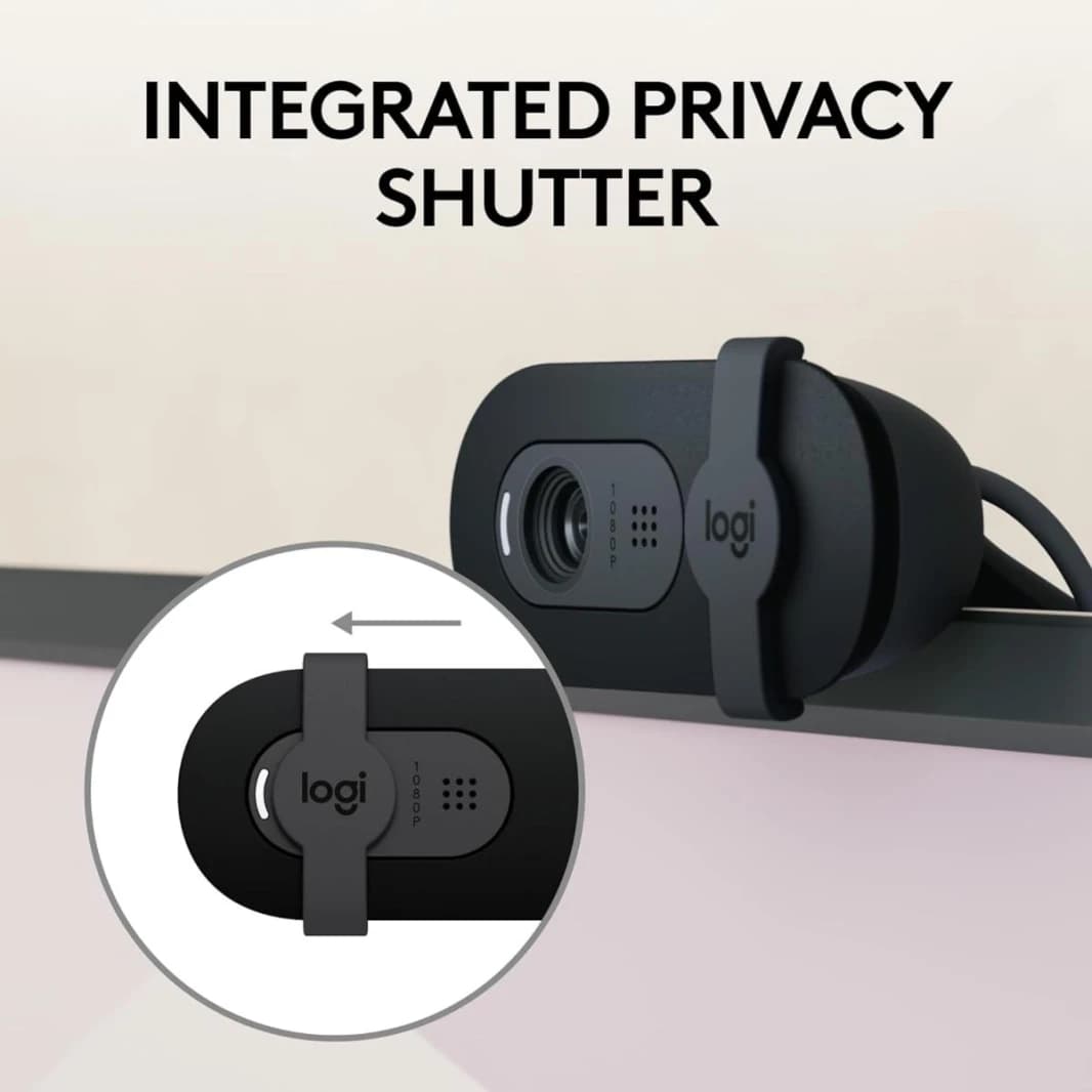 Logitech Brio 100 Full HD 1080p Webcam with Built-in Mic and Shutter - Graphite